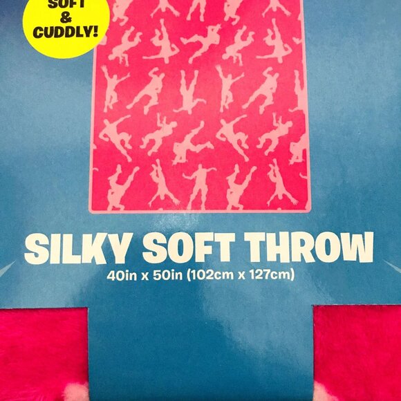 Fortnite Silky Soft Plush Throw Pink Silhouette Figures - Picture 3 of 5